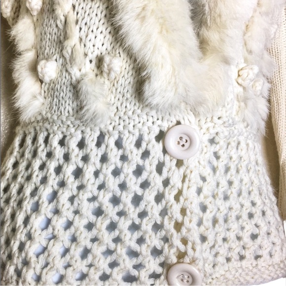 Paris Dreams rabbit fur wool blend cardigan sweater - Picture 5 of 6